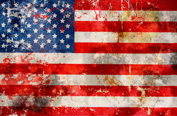 grungy USA flag, stars and stripes,