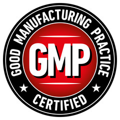 GMP (Good Manufacturing Practice) certified round stamp on white background - Vector