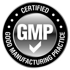 GMP (Good Manufacturing Practice) certified round stamp on white background - Vector
