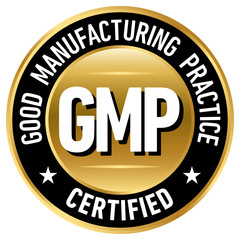 GMP (Good Manufacturing Practice) certified round stamp on white background - Vector