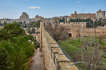 Fototapeta na wymiar Israel. Jerusalem. The southern wall of the Old Town. West View