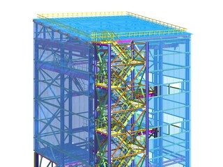 Building Information Model of metal structure. Design technologies of the future. 3D BIM parametric building.Engineering Graphics. 3D rendering.