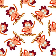 Modern cartoon pattern with seamless pattern cute monsters on colorful background for paper design. Cartoon style. Childish vector illustration. Children design pattern background.