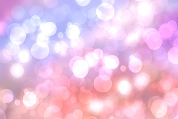 A festive abstract blue pink gradient background texture with glitter defocused sparkle bokeh circles. Card concept for Happy New Year, party invitation, valentine or other holidays.