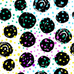 Fototapeta na wymiar Creative seamless pattern with hand drawn textures. Abstract background. Polka dot pattern.