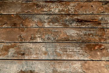 Blurred abstract background.The texture of the old surface of wooden boards. Cropped shot, horizontal, place for text, nobody, close-up. The concept of construction and design.