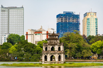Fototapeta na wymiar Turtle tower in Hoan Kiem lake,Hanoi,Vietnam