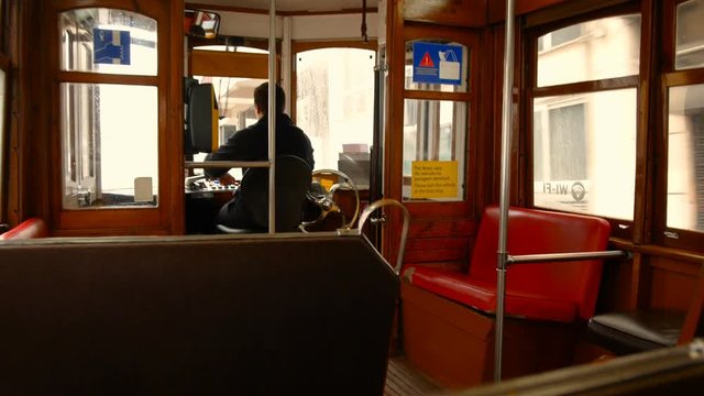 the famous empty tram twenty eight, roof detail, tourist destination par excellence in Lisbon