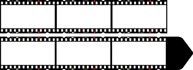 Empty panorama photo negatives, film stripes picture frames, free copy space, vector