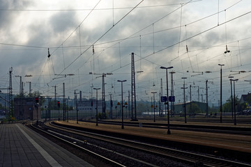 Train station on a cloudy morning in Ansbach