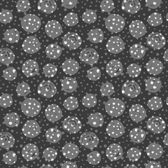 Creative seamless pattern with hand drawn textures. Abstract background. Polka dot pattern. Black and white.
