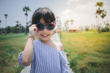 Close Up Portrait  girl in Sunglasses