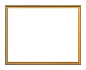 Golden frame for paintings, mirrors or photo isolated on white background