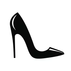Muurstickers High heel shoes icon. Isolated sign black female shoes with high heel on white background. Vector illustration © archivector