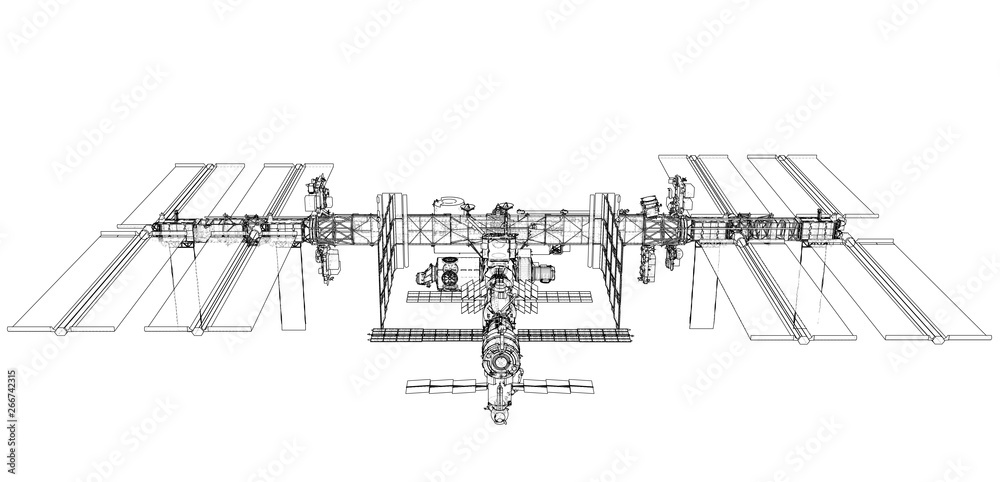 Wall mural International Space Station Outline. Vector