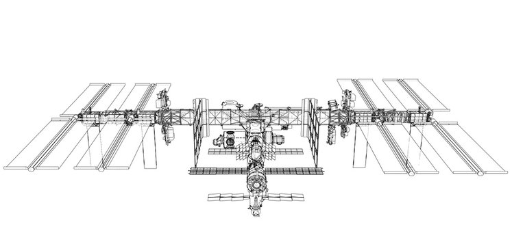 International Space Station Outline. Vector