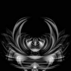 Dangerous crab. Abstract fantasy art.  Futuristic world . Texuture. Black and white illustration on black. Beautiful screensaver. 