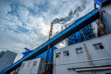 Perspective view of chimney of thermal power plant.