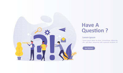 Have A Question concept design, Asking to support center with people character. Suitable for web landing page, ui, mobile app, banner template. Vector Illustration
