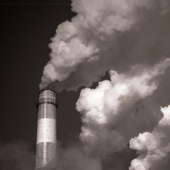 A chimney with smoke.