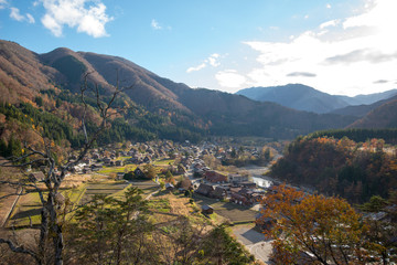 Fototapeta na wymiar View of Traditional gassho-zukuri house in autumn season at Shirakawa-go,Japan