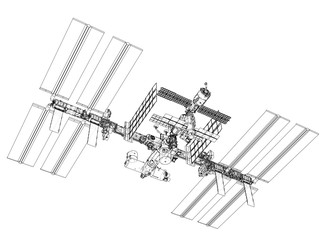 International Space Station Outline. Vector