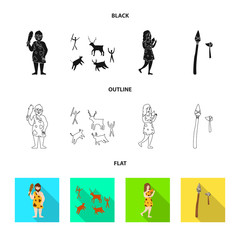 Vector illustration of evolution and neolithic logo. Collection of evolution and primeval stock symbol for web.