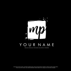 M P MP initial square logo template vector