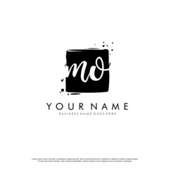 M O MO initial square logo template vector