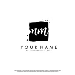 M MM initial square logo template vector