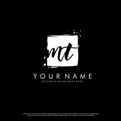M T MT initial square logo template vector
