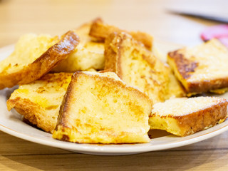 fried white bread is on a plate