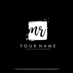 M R MR initial square logo template vector