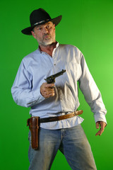 cowboy gunfighter black hat Colt revolver