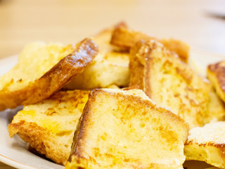 fried white bread is on a plate