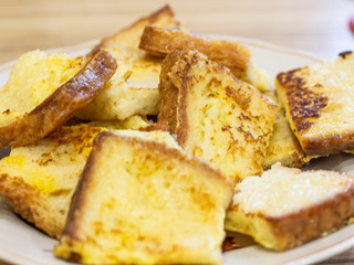 fried white bread is on a plate