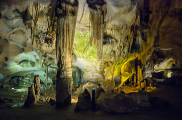 Orlova Chuka cave, Russe, Bulgaria. The cave is home for 14 species of bats and green microorganisms.