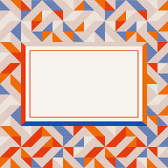 Square frame in red and blue colors, abstract geometric background pattern