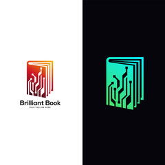 tech book logo designs template, online education and learning designs concept, simple line art technology logo designs