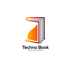tech book logo designs template, online education and learning designs concept, simple line art technology logo designs
