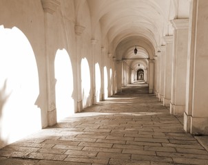 shadows of the Arches in the arcade in Italy