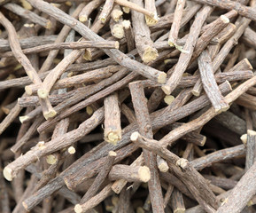many licorice roots for sale at market