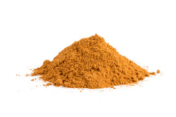 Cinnamon powder on white background