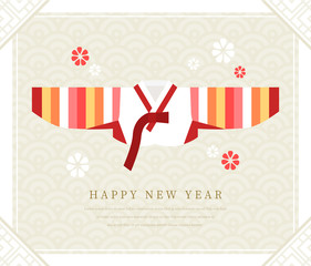 Korea tradition new year card, Vector illustration