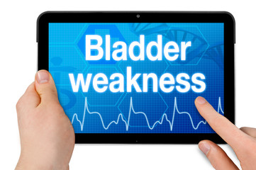 Tablet with touchscreen and diagnosis bladder weakness