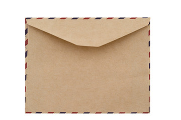 isolated brown envelope white background with clipping path