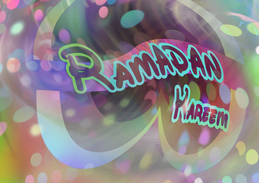 Ramadan Kareem  greeting card design. colorful background