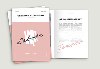 Portfolio Layout with Pink Handwriting Elements