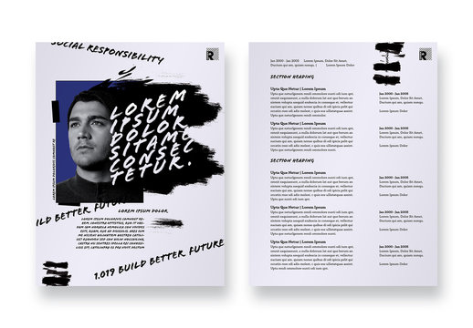 Branding Kit Layout with Black Paintbrush Accents