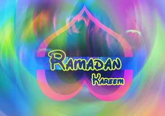 Ramadan Kareem  greeting card design. colorful background